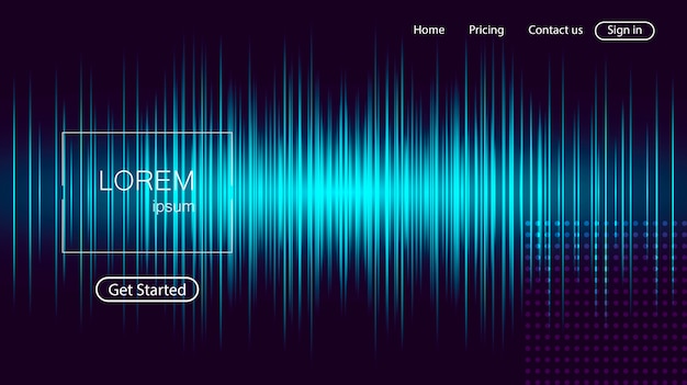 Abstrakte landingpage-vorlage für websites mit equalizer. Premium Vektoren