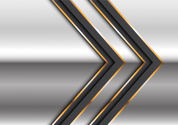 Abstrakte Schwarze Linie Des Doppelgoldes Pfeil Auf Hintergrund Vektorillustration Des Silbernen Designs Moderne Futuristische Premium Vektor