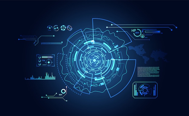 Abstrakte technologie ui futuristische hud-interface-hologramm-elemente Premium Vektoren