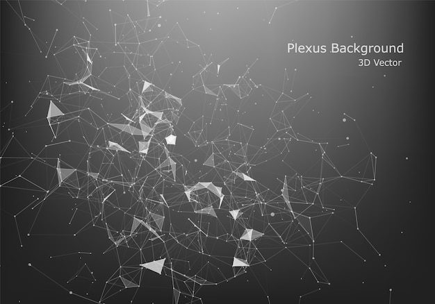 Abstrakter internetanschluss und technologiegrafikdesign. niedriger dunkler polyhintergrund des abstrakten polygonalen raumes mit verbindungspunkten und linien. Premium Vektoren