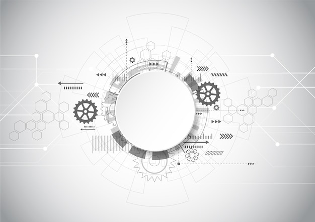 Abstrakter technologie-grauer geometrischer hintergrund Premium Vektoren