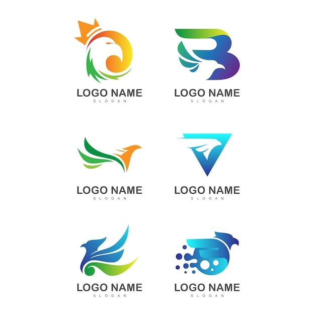 Adler-logo-sammlung Premium Vektoren
