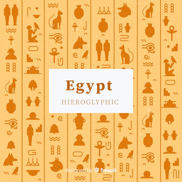 Ägypten-hieroglyphenhintergrund im flachen design Kostenlosen Vektoren