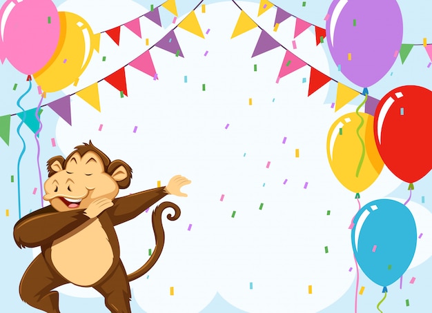 Affe auf geburtstag vorlage Kostenlose Vektor