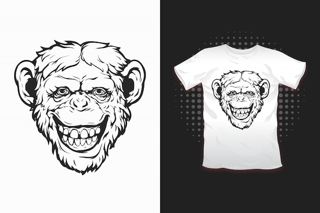Affendruck für t-shirt Premium Vektoren