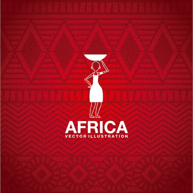 Afrika-design über roter hintergrundvektorillustration Premium Vektoren