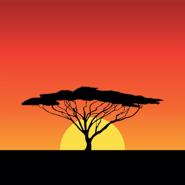 Afrika Sonnenuntergang Premium Vektor