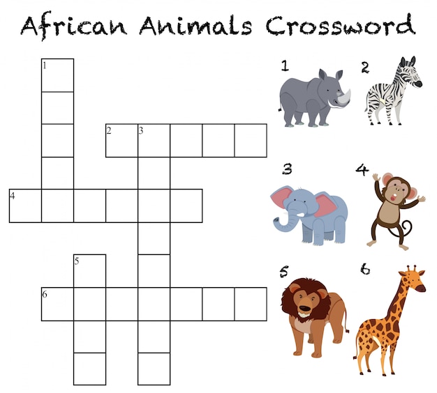 Afrikanische tiere kreuzworträtsel hintergrund PremiumVektor