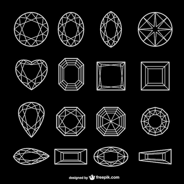 Alle Arten Von Diamant Linie Kunst Vektor Kostenlose Vektor