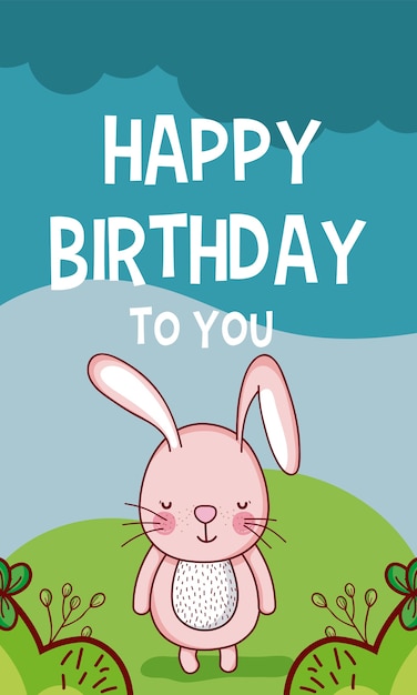 Alles Gute zum Geburtstag für Sie Hase Cartoon | Download der Premium