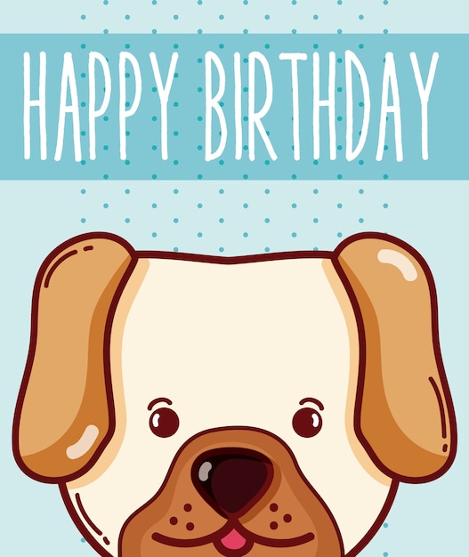 Alles Gute Zum Geburtstag Karte Mit Hund Cartoon Vektor Illustration Grafik Design Premium Vektor