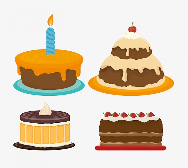 Alles Gute Zum Geburtstag Kuchen Dessert Premium Vektor