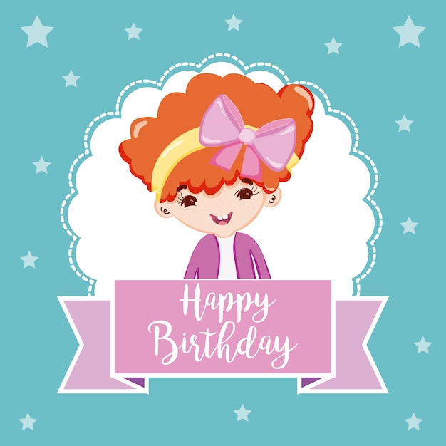 Alles gute zum geburtstag mädchen PremiumVektor