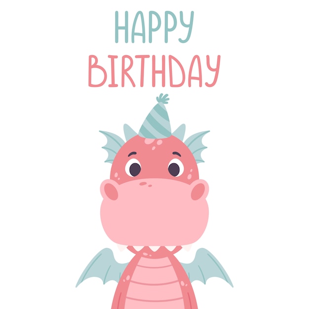 Alles gute zum geburtstaggrußkarte mit drachen. PremiumVektor