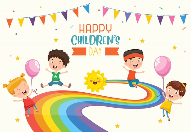 Alles gute zum kindertag PremiumVektor