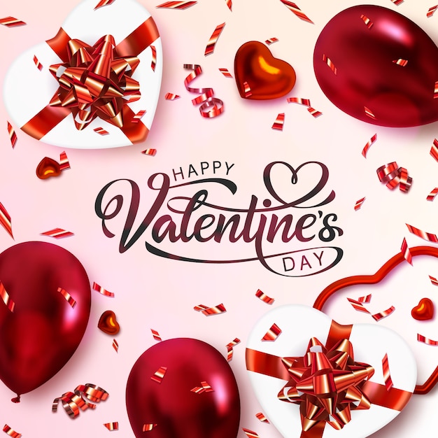 Premium Vektor Alles Gute Zum Valentinstag Banner Handgezeichnete Schrift