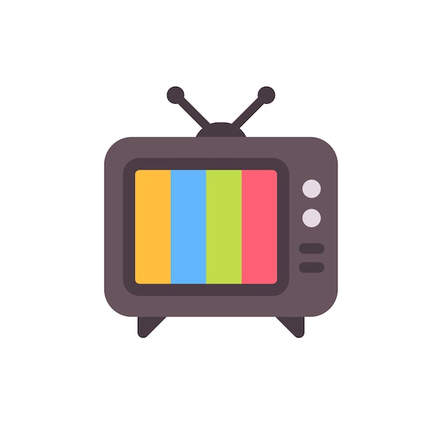 Alter Fernseher Mit Fehlerbildschirm Retro Tv Ohne Signal Flache Symbol Premium Vektor