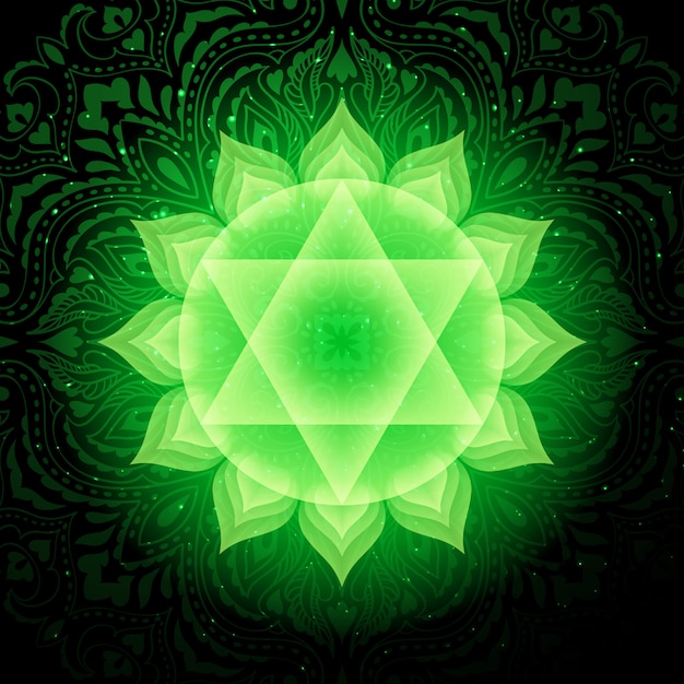 Anahata Chakra Mit Mandala Herz Chakra Premium Vektor