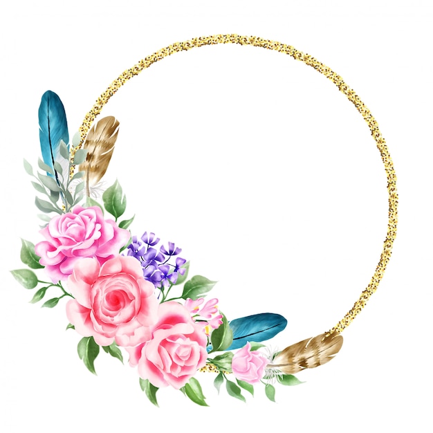 Aquarell blumen boho kranz illustration hochzeit Premium Vektoren