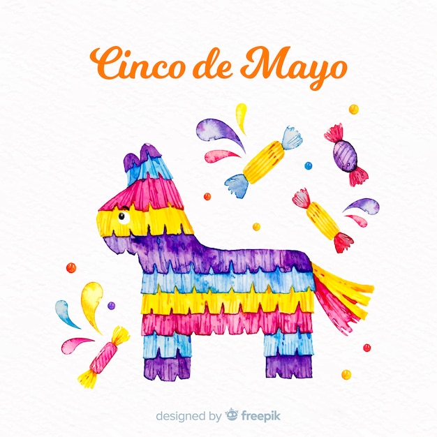 Aquarell cinco de mayo hintergrund Kostenlosen Vektoren
