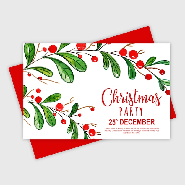 Aquarell Frohe Weihnachten Party Einladungskarte Premium Vektor