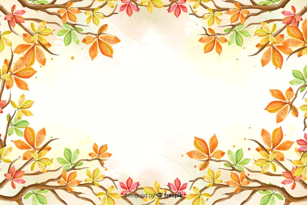Aquarell Herbstlaub Hintergrund Premium Vektor