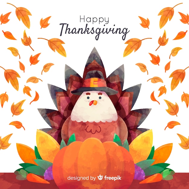 Aquarell thanksgiving tisch hintergrund Kostenlosen Vektoren