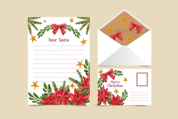 Aquarell Weihnachten Briefpapier Vorlage Kostenlose Vektor