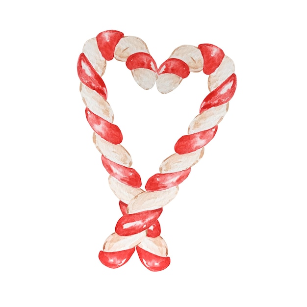 Aquarell Weihnachts Zuckerstange Handbemalte Zwei Bonbons Premium Vektor