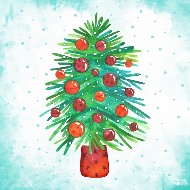 Aquarell-weihnachtsbaum | Kostenlose Vektor