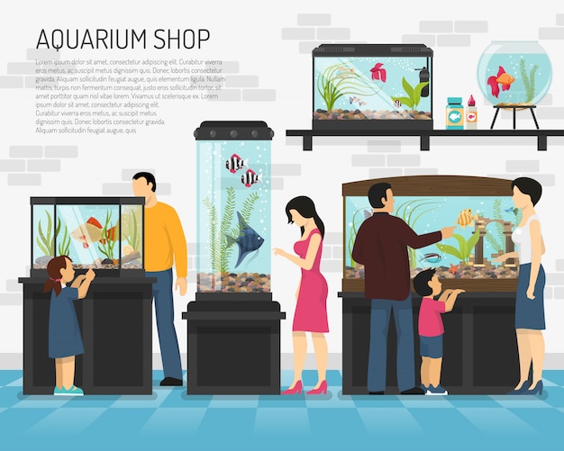 Aquarium shop abbildung Kostenlosen Vektoren