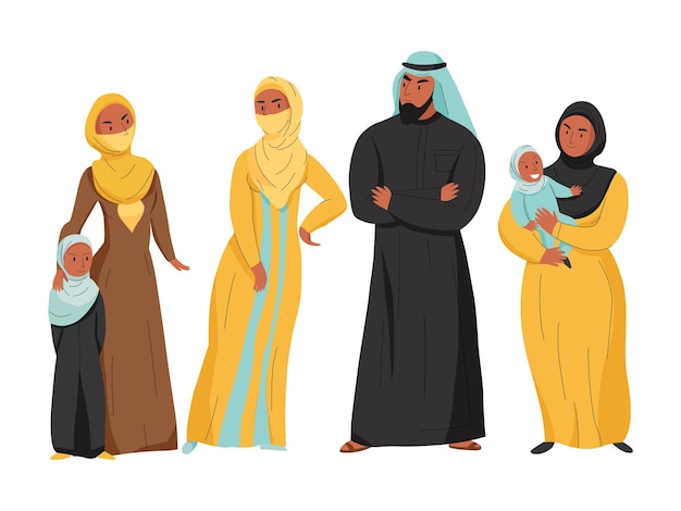 Arabische familienillustration Kostenlose Vektor