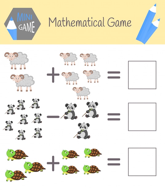 Arbeitsbuch Zur Mathematik Im Vorschulalter Ratsel Fur Kinder Lerne Zu Zahlen Lose Beispiele Premium Vektor