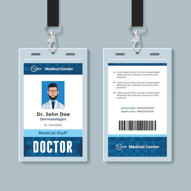 Arzt id-karte | Premium-Vektor