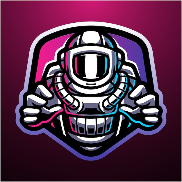 Astronaut Esport Maskottchen Logo Premium Vektor