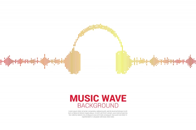 Audiovisuelle kopfhörer-symbol mit grafikstil pixelwelle Premium Vektoren
