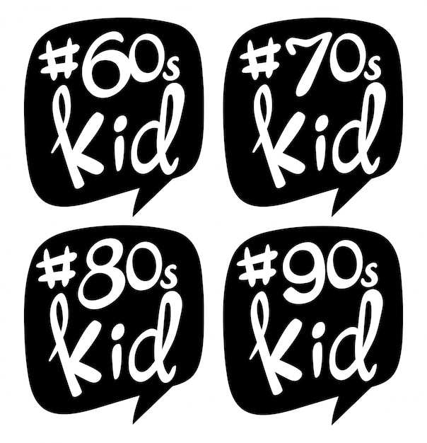 Aufkleberdesign für verschiedene generation kinder Kostenlosen Vektoren