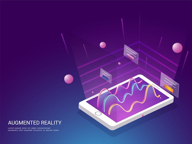 Augmented reality-konzept basierte landing page design. Premium Vektoren