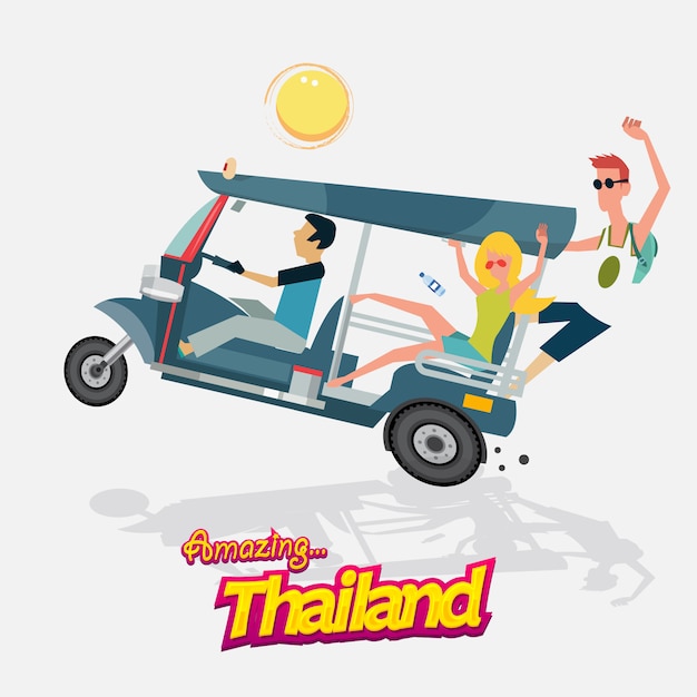 Auto Mit Drei Radern Mit Tourismus Tuk Tuk Bangkok Thailand Premium Vektor