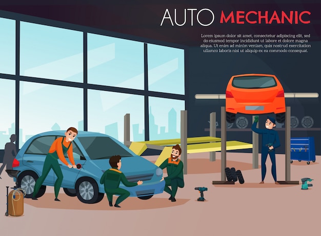 Auto Service Illustration Kostenlose Vektor