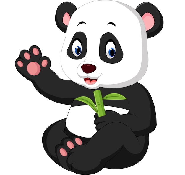 Baby Panda Cartoon Premium Vektor