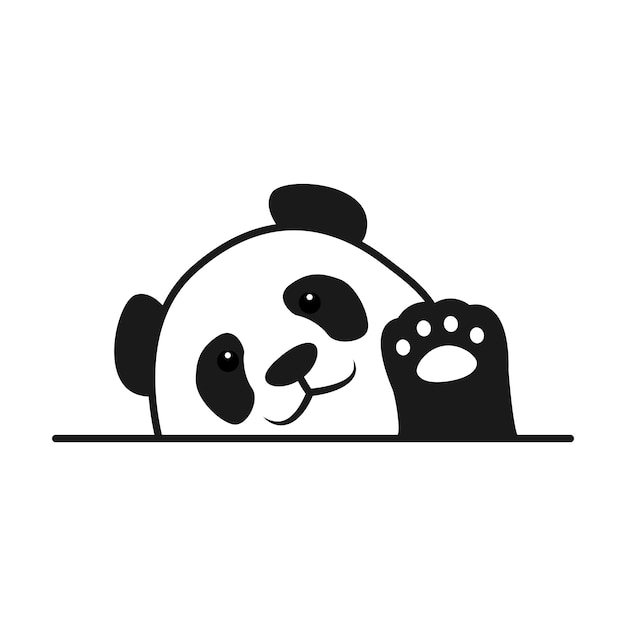 Baby Panda Winkt Pfote Cartoon Premium Vektor