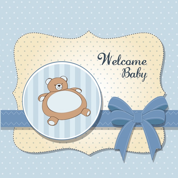 Babyparty-karte mit teddybär spielzeug | Premium-Vektor