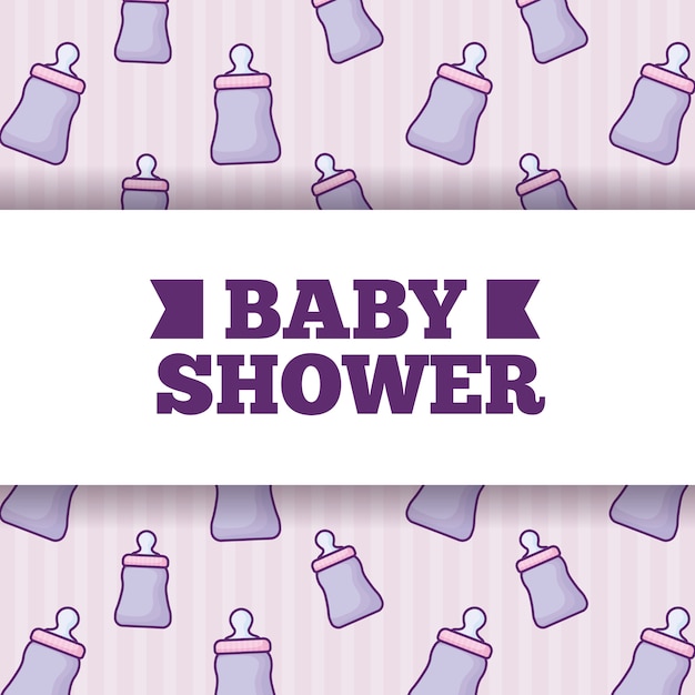 Babyparty über babyflaschenhintergrund Premium Vektoren