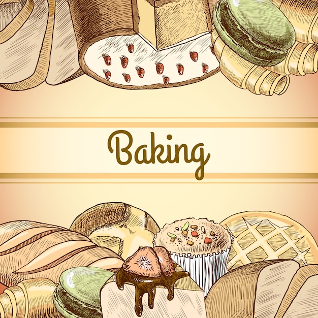 Backen gebäck hintergrund Kostenlosen Vektoren