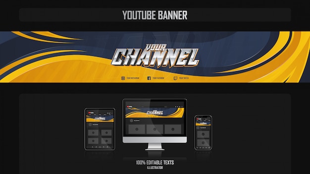 Banner Fur Youtube Kanal Mit Sportkonzept Premium Vektor