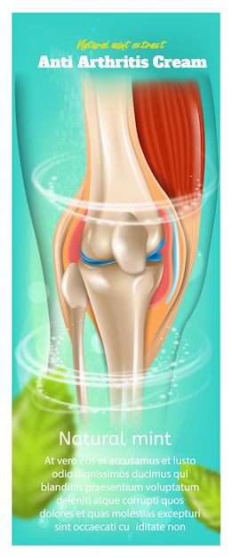 Banner oder rollup mit abbildung über anti arthritis cream natural mint extract Premium Vektoren