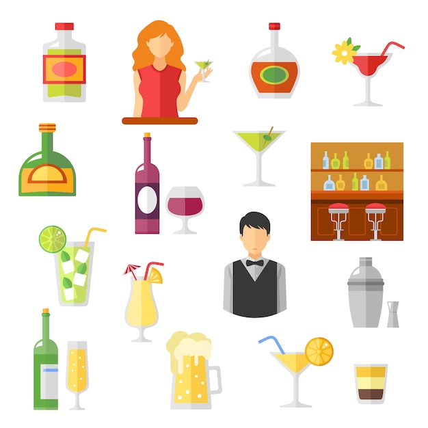 Bar flat icons sammlung Kostenlosen Vektoren