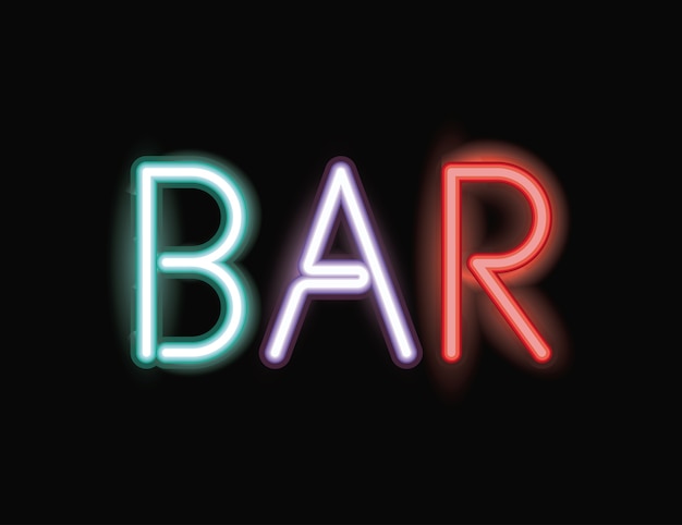 Bar Neon Schrift Symbol Premium Vektor