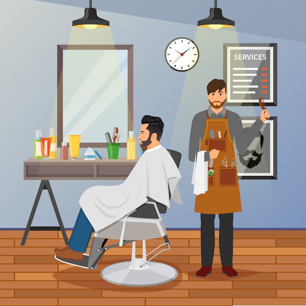Barber Shop Flaches Design Kostenlose Vektor